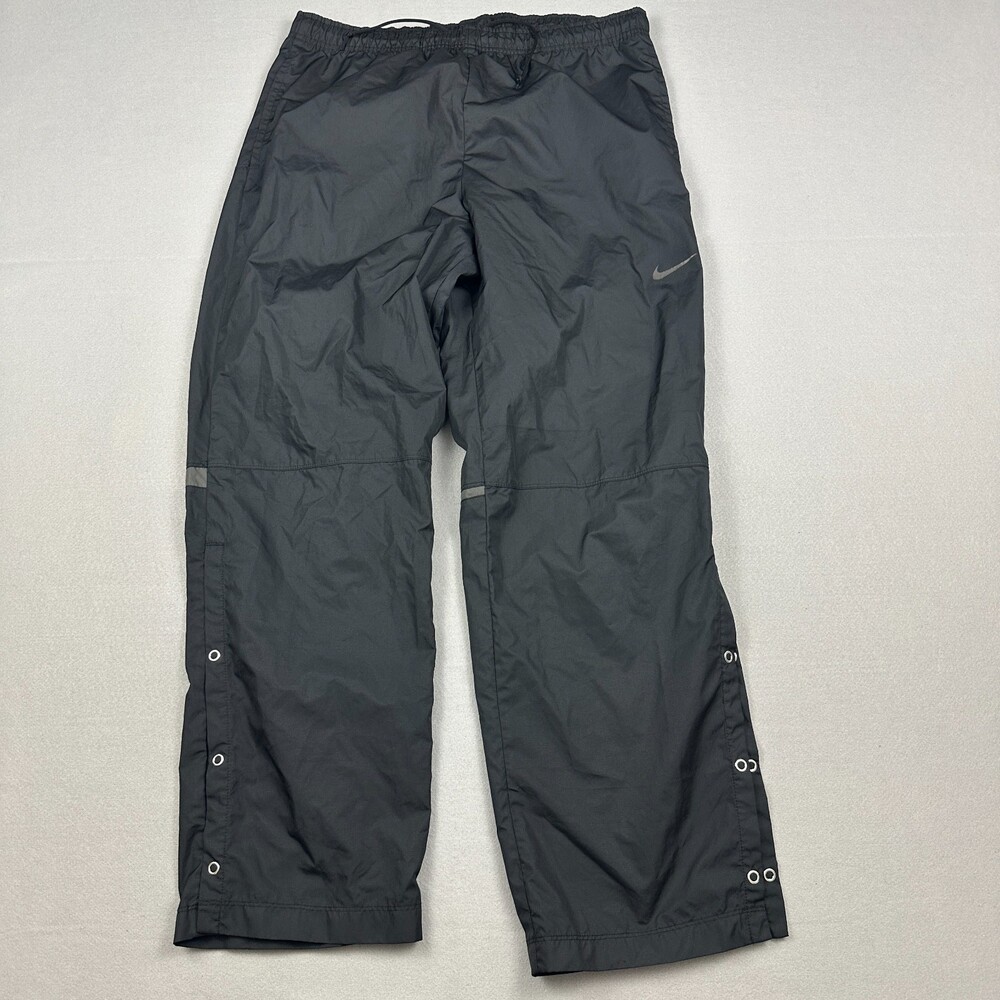 Nike Golf Pants Men Large Black Snap Button Leg Fit Storm Windbreaker Swoosh L